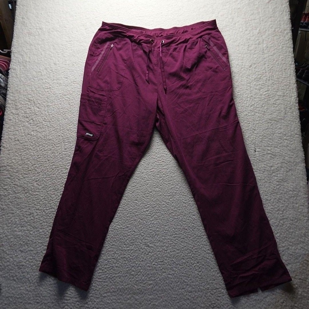 Grey's Anatomy Pants Womens 3XL Purple Twill Scrub Cargo Elastic Waist Workwear